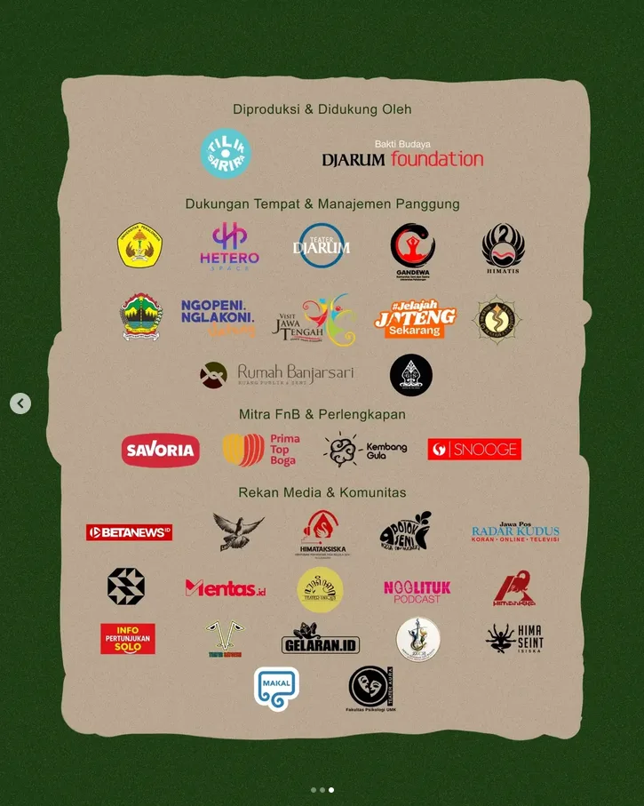sponsor dan media partner Surti + 3 Sawunggaling